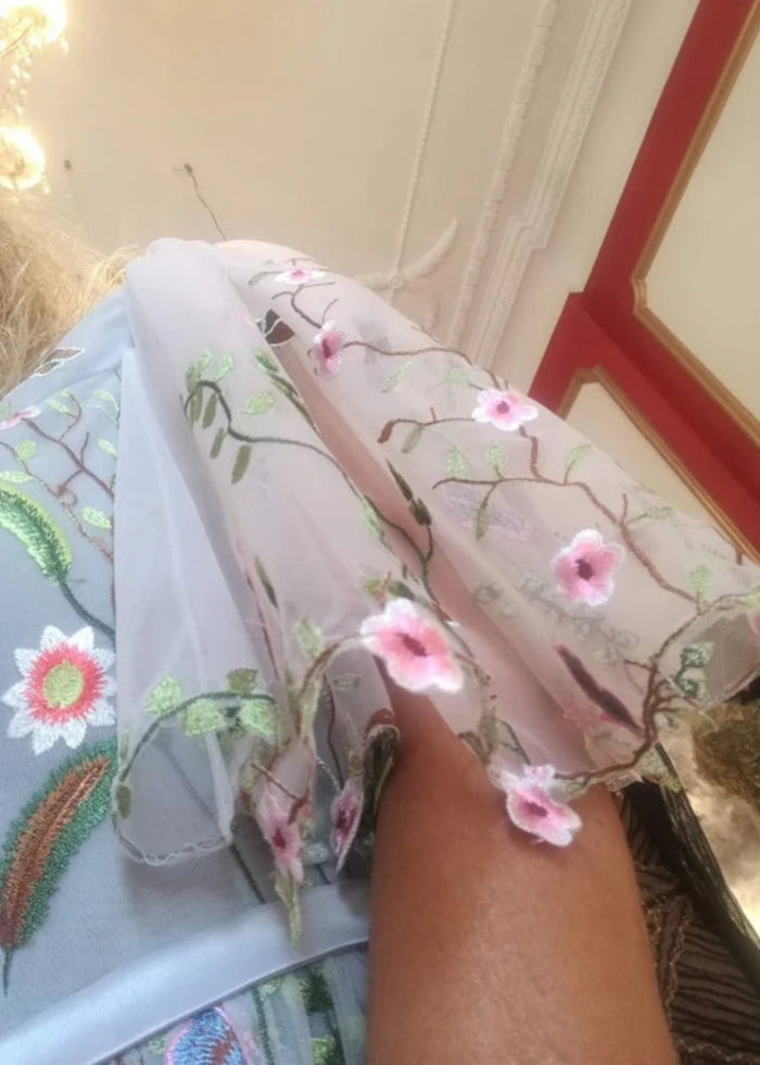 Lorelei | Discover Flattering A Line Floral Wedding Dresses with Sleeves - White Floral - PromDressClub