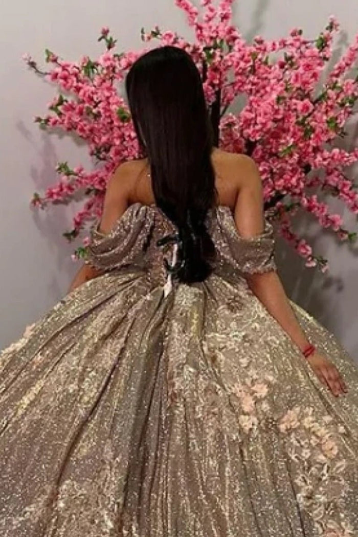 Lucy | Own Your Spotlight in Stunning Gold Quince Dresses - Rose Gold - PromDressClub