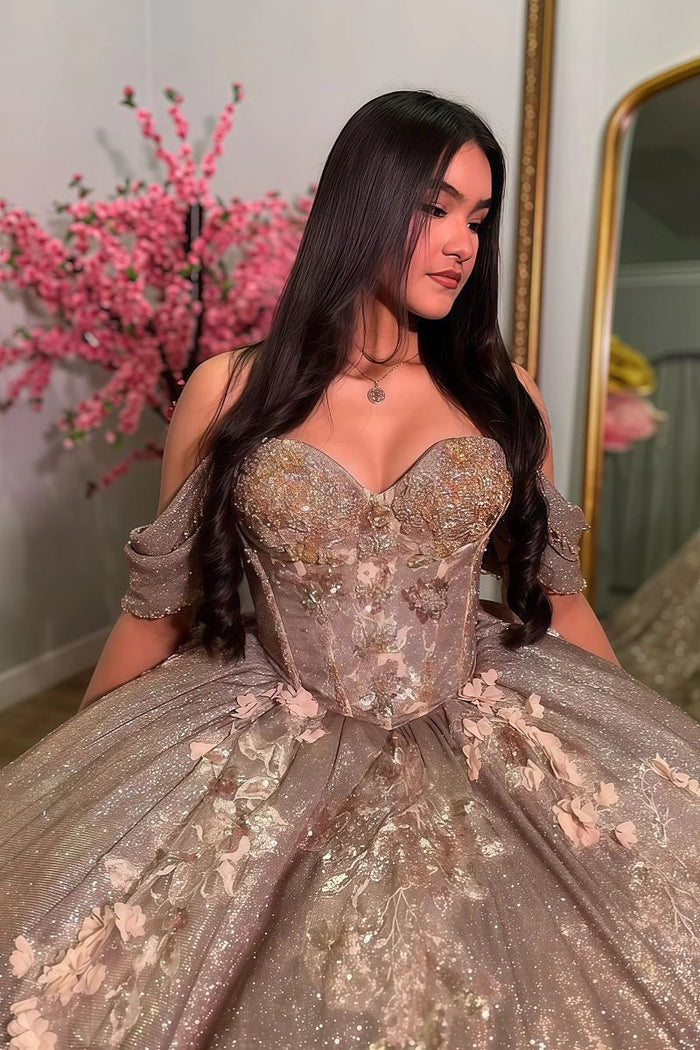 Lucy | Own Your Spotlight in Stunning Gold Quince Dresses - Rose Gold - PromDressClub