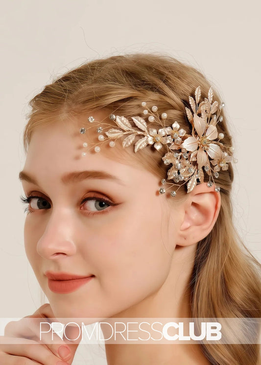 Luxury Accessories Gold Versatile Hairpin With Metal Flower - Price #price_variant_lowest# - Gold - PromDressClub 1200