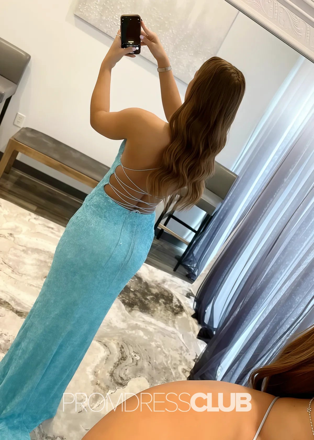 Madge |Long Sky Blue Prom Dresses Near Me With Mermaid V Neck Sequins Slit - Price #price_variant_lowest# - Sky Blue - PromDressClub