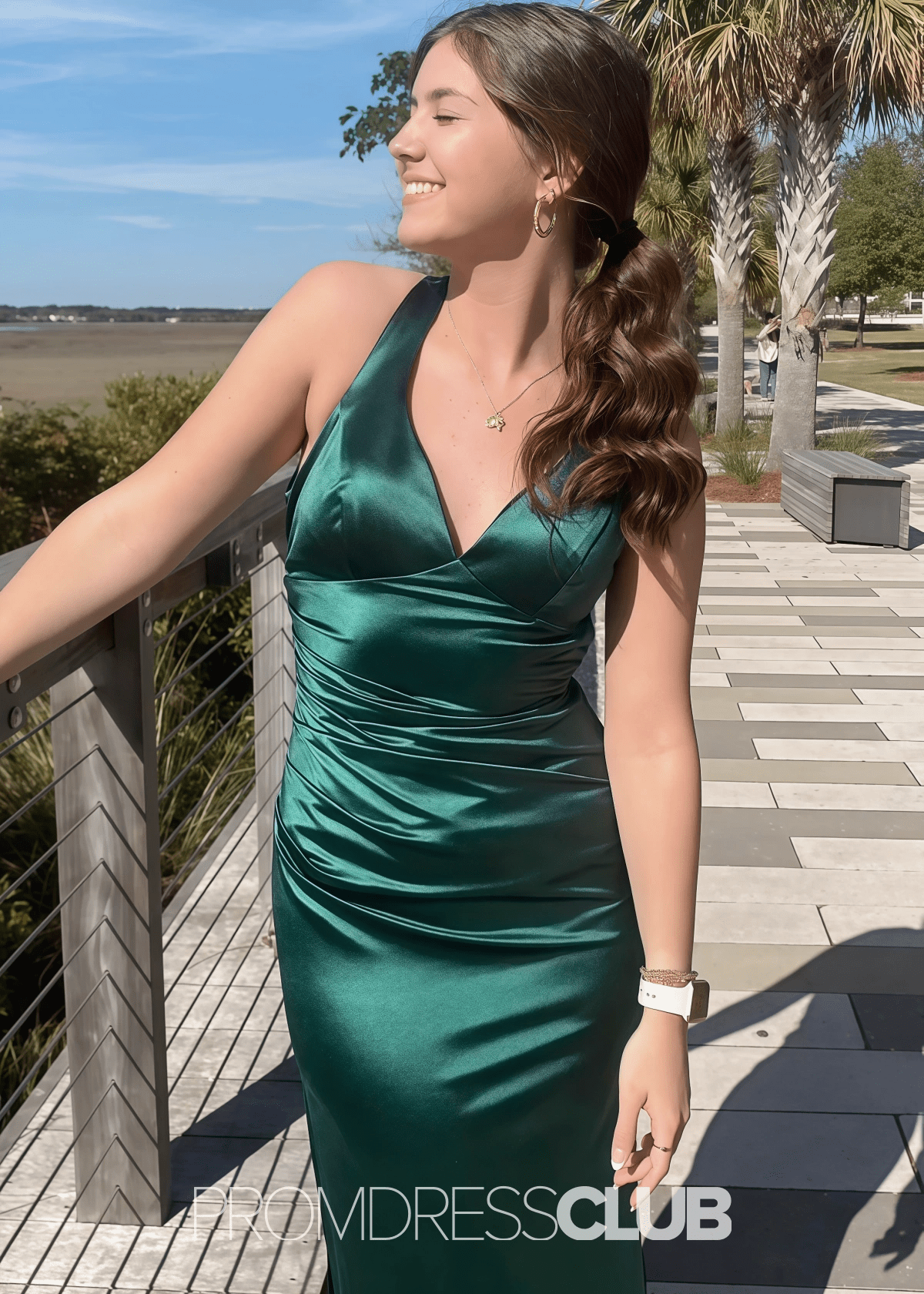 Mag | Mermaid Emerald Green Satin Long Formal Dress Near Me - Price #price_variant_lowest# - Emerald Green - PromDressClub