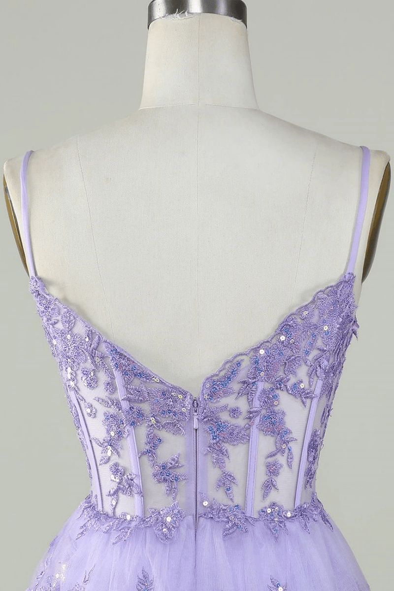 Make an Entrance Lavender Homecoming Dress with Ruffles for a Memorable Night - Lavender - PromDressClub