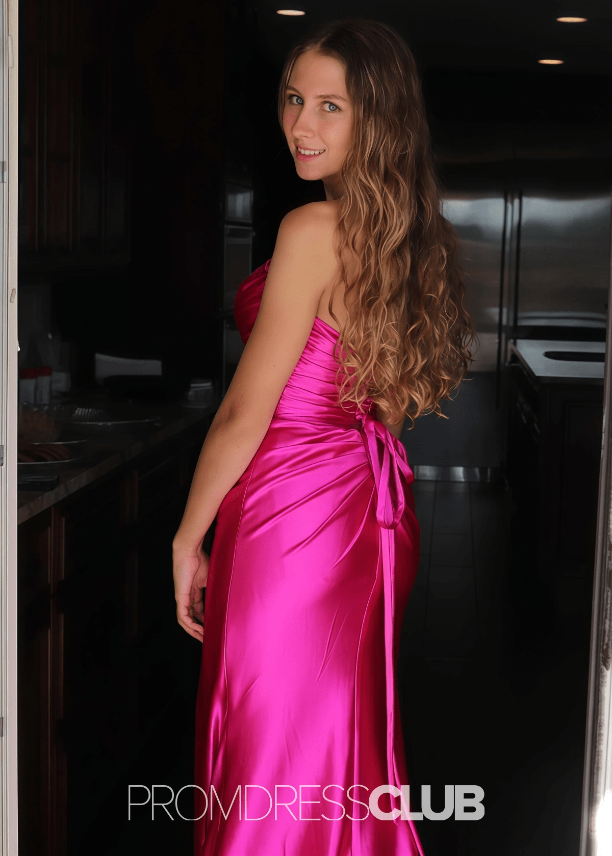 Marina | Mermaid Hot Pink Long Strapless Prom Dress Near Me with Slit - Price #price_variant_lowest# - Hot Pink - PromDressClub