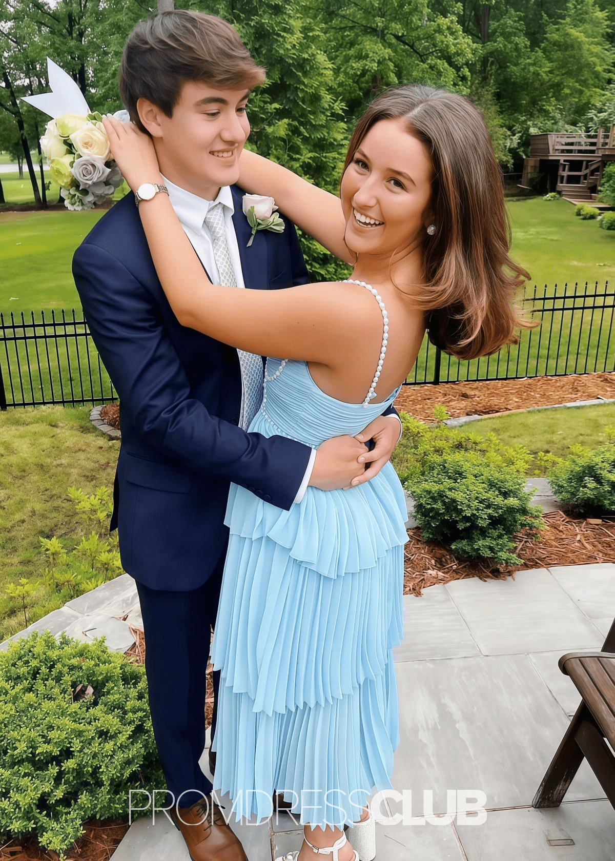 Martha | A Line Light Blue Midi Prom Dress Stores Near Me - Price #price_variant_lowest# - Light Blue - PromDressClub