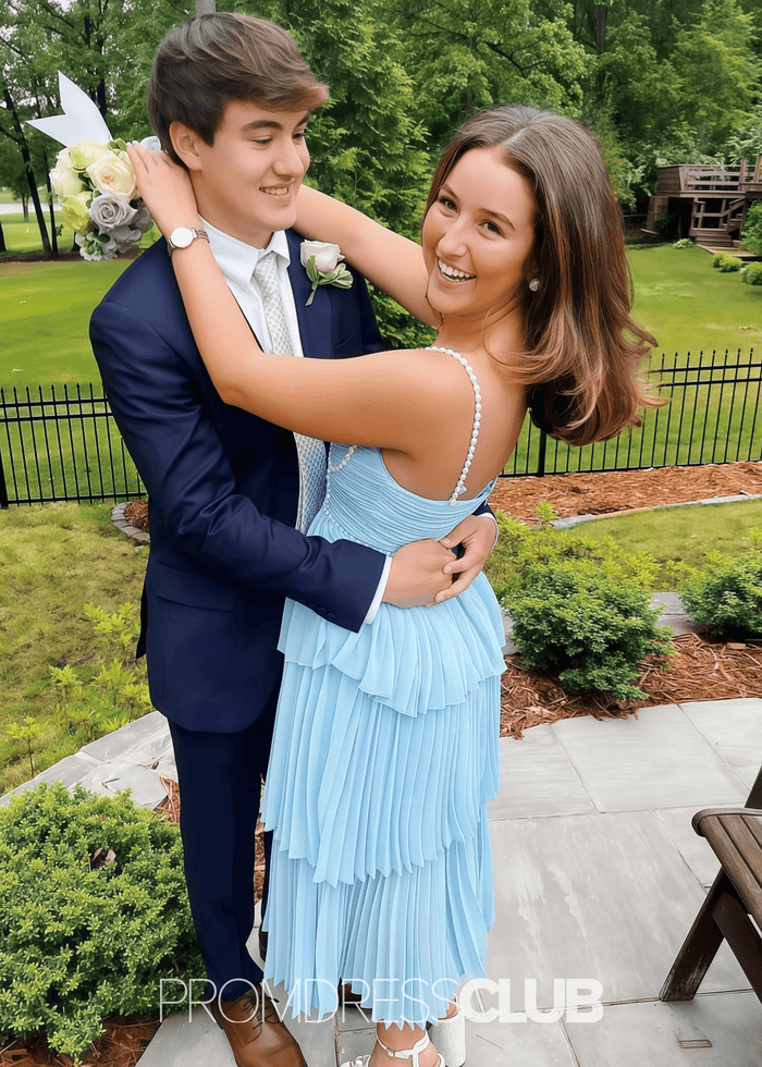 Martha | A Line Light Blue Midi Prom Dress Stores Near Me