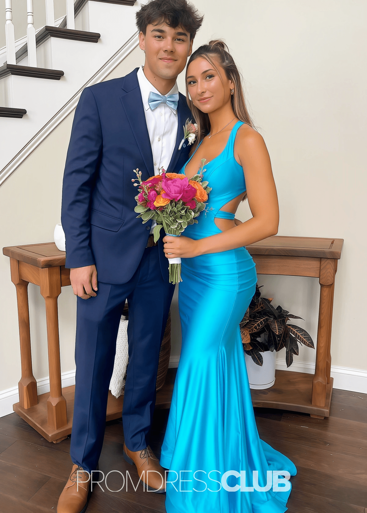 Megan | Mermaid Ruched Aqua Long Prom Dress Near Me - Price #price_variant_lowest# - Aqua - PromDressClub