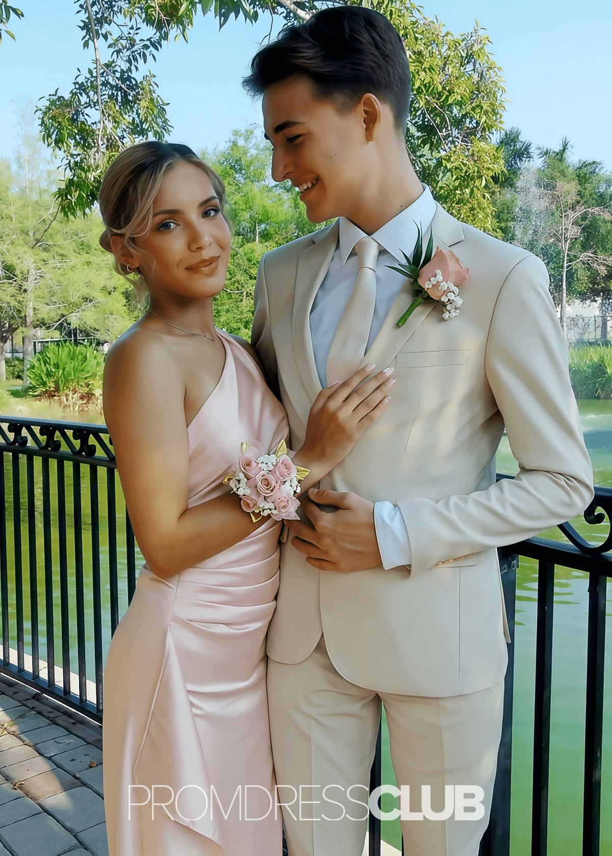 Melissa | Mermaid Ruched Light Pink Satin Long Formal Dress Near Me - Price #price_variant_lowest# - Light Pink - PromDressClub