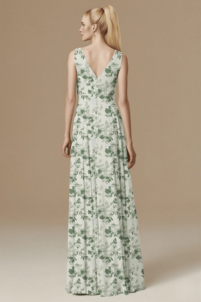 Mesmerizing Green Floral Dress Bridesmaid: Timeless Elegance for Weddings - Sage Floral - PromDressClub