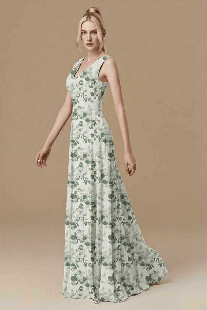 Mesmerizing Green Floral Dress Bridesmaid: Timeless Elegance for Weddings - Sage Floral - PromDressClub