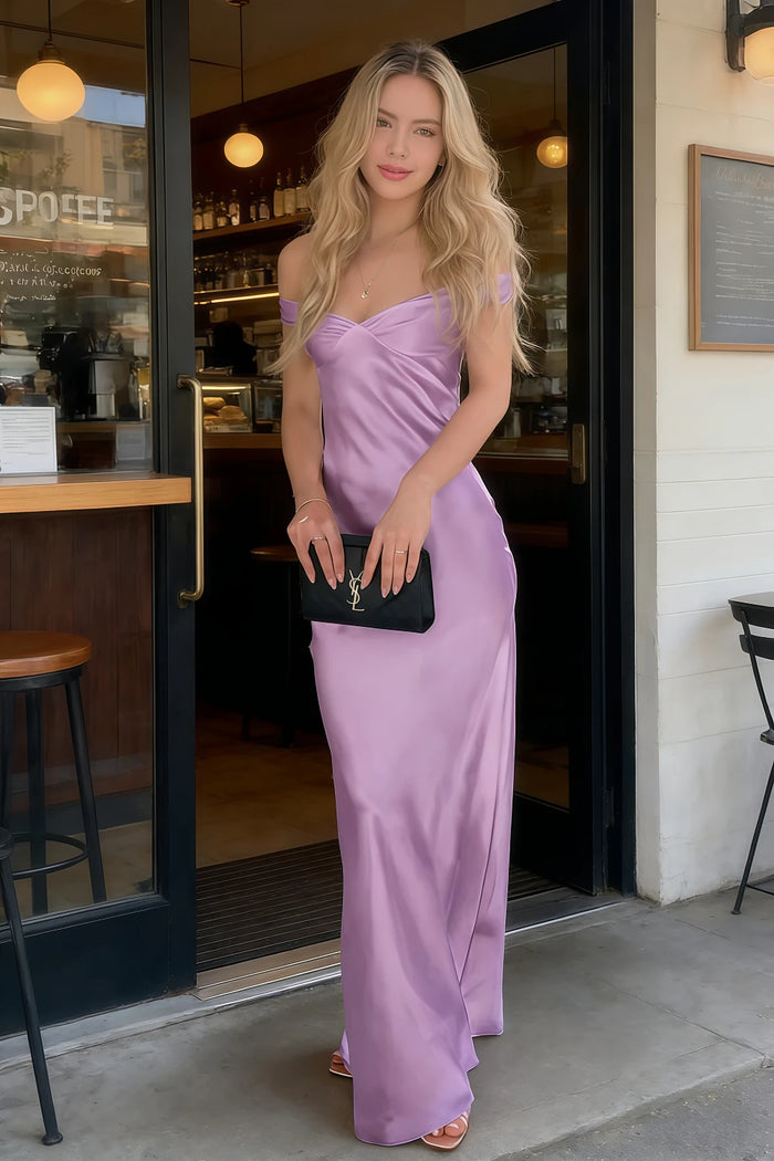 Michelle | Mermaid Aqua Satin Long Formal Dress Stores Near Me - Lilac - PromDressClub