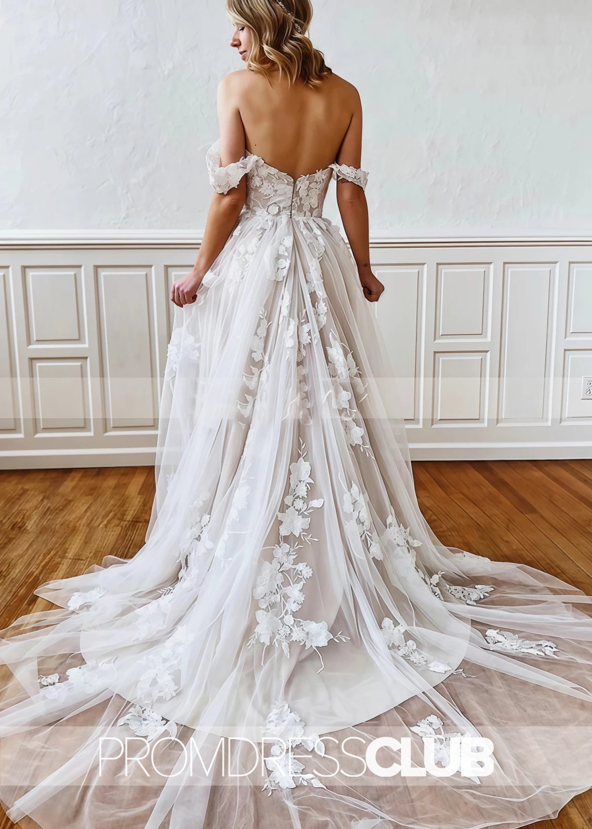Michelle |White Long Wedding Dresses Near Me With A - Line Straps Sweetheart Lace Appliques - Price #price_variant_lowest# - White - PromDressClub