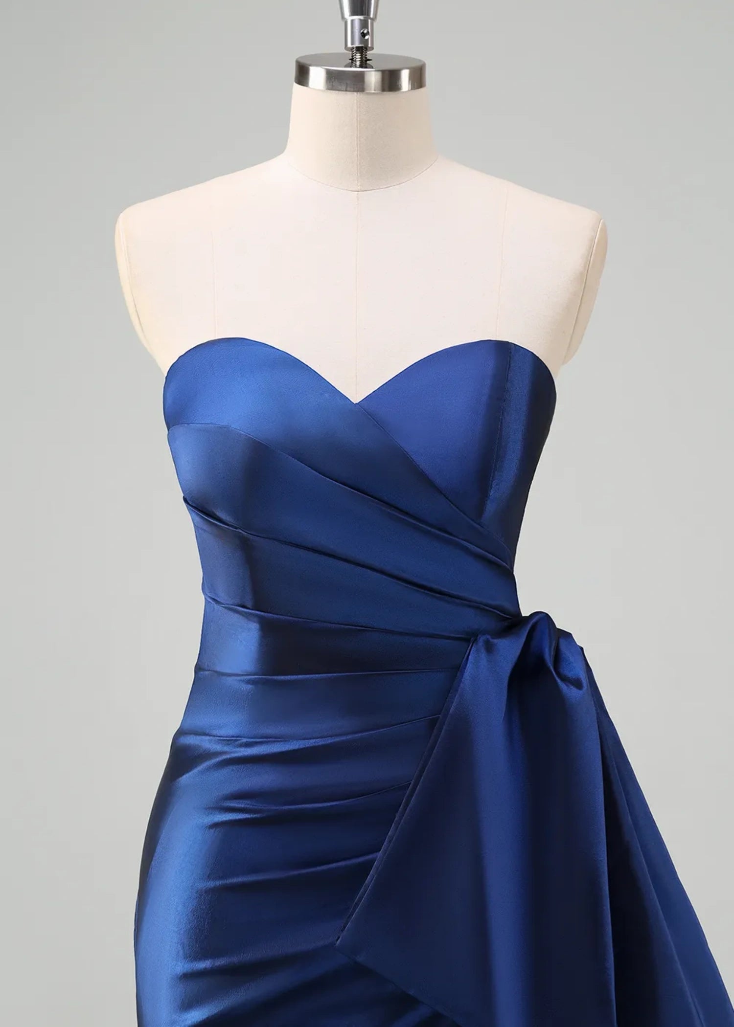 Mirabelle | Mermaid Sweetheart Sheath Satin Ruched Long Royal Blue Prom Dress with Slit - Royal Blue - PromDressClub