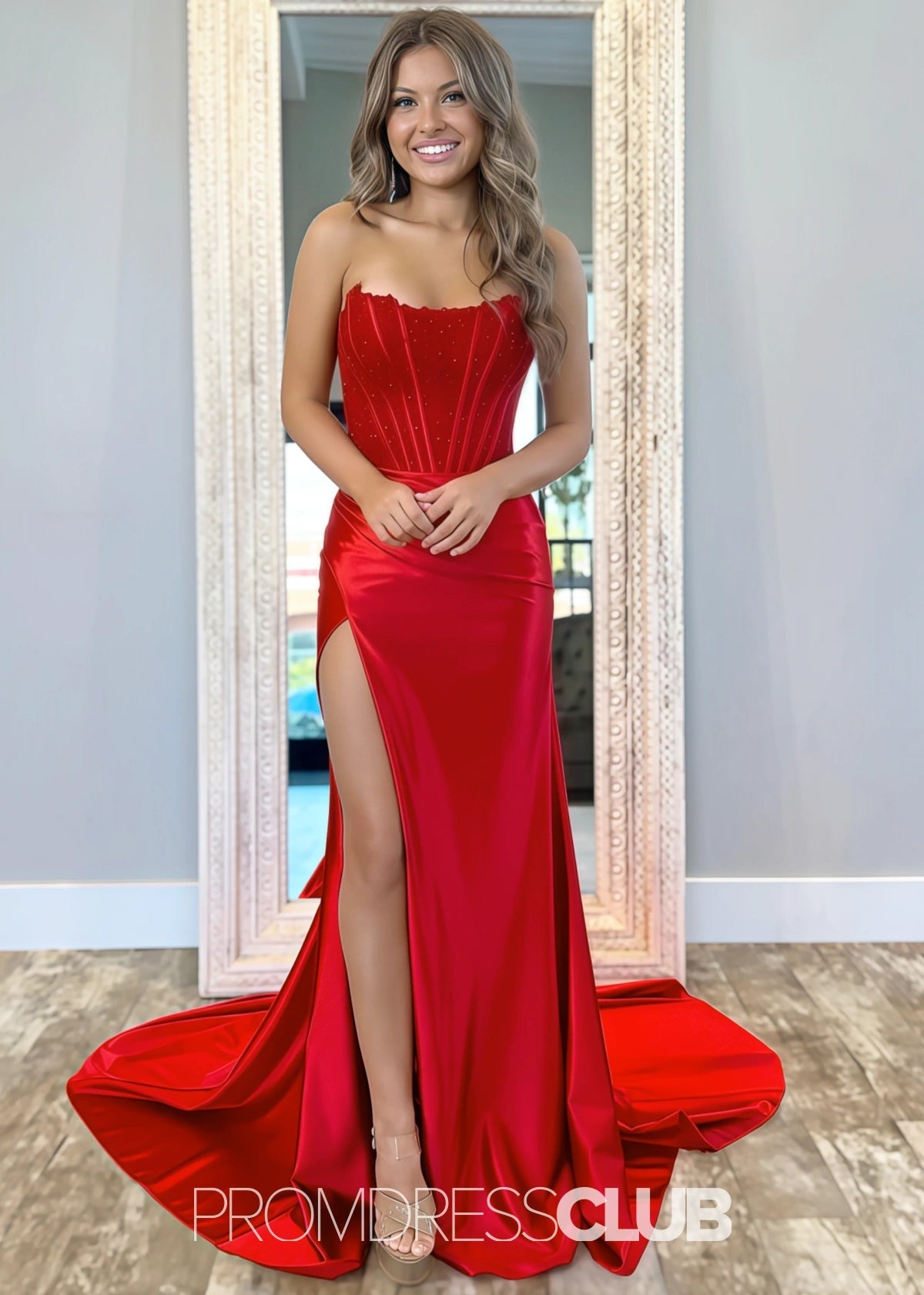 Miranda | A Line Lace Appliques Hot Pink Maxi Prom Dress Stores Near Me - Price #price_variant_lowest# - Red - PromDressClub