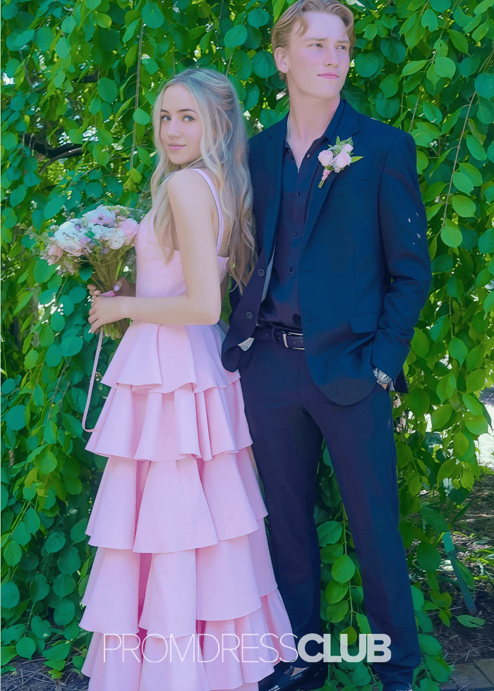pink dress near me in store Moira | A Line Light Pink Satin Midi Prom Dress Stores Near Me