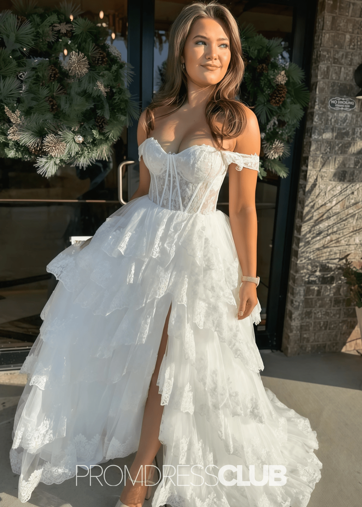 Myra | A Line Lace Appliques Light Pink Sequin Long Prom Dress - Price #price_variant_lowest# - White - PromDressClub