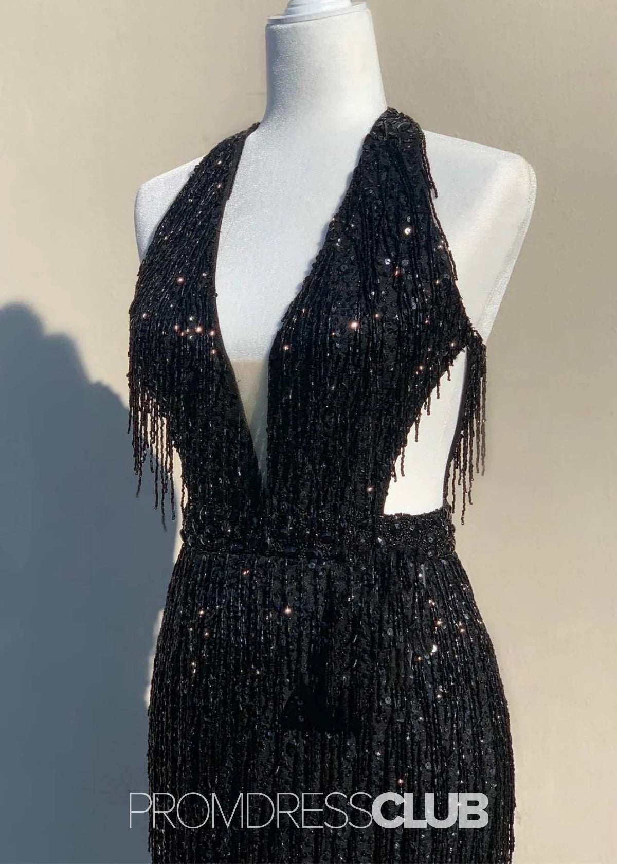 Norma | Mermaid Sequin Fringe Hot Pink Long Cocktail Dress - Price #price_variant_lowest# - Red - PromDressClub