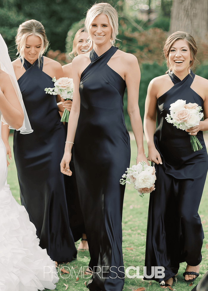 Octavia | Mermaid elegant bow Black Long Bridesmaid Dress - Price #price_variant_lowest# - Black - PromDressClub