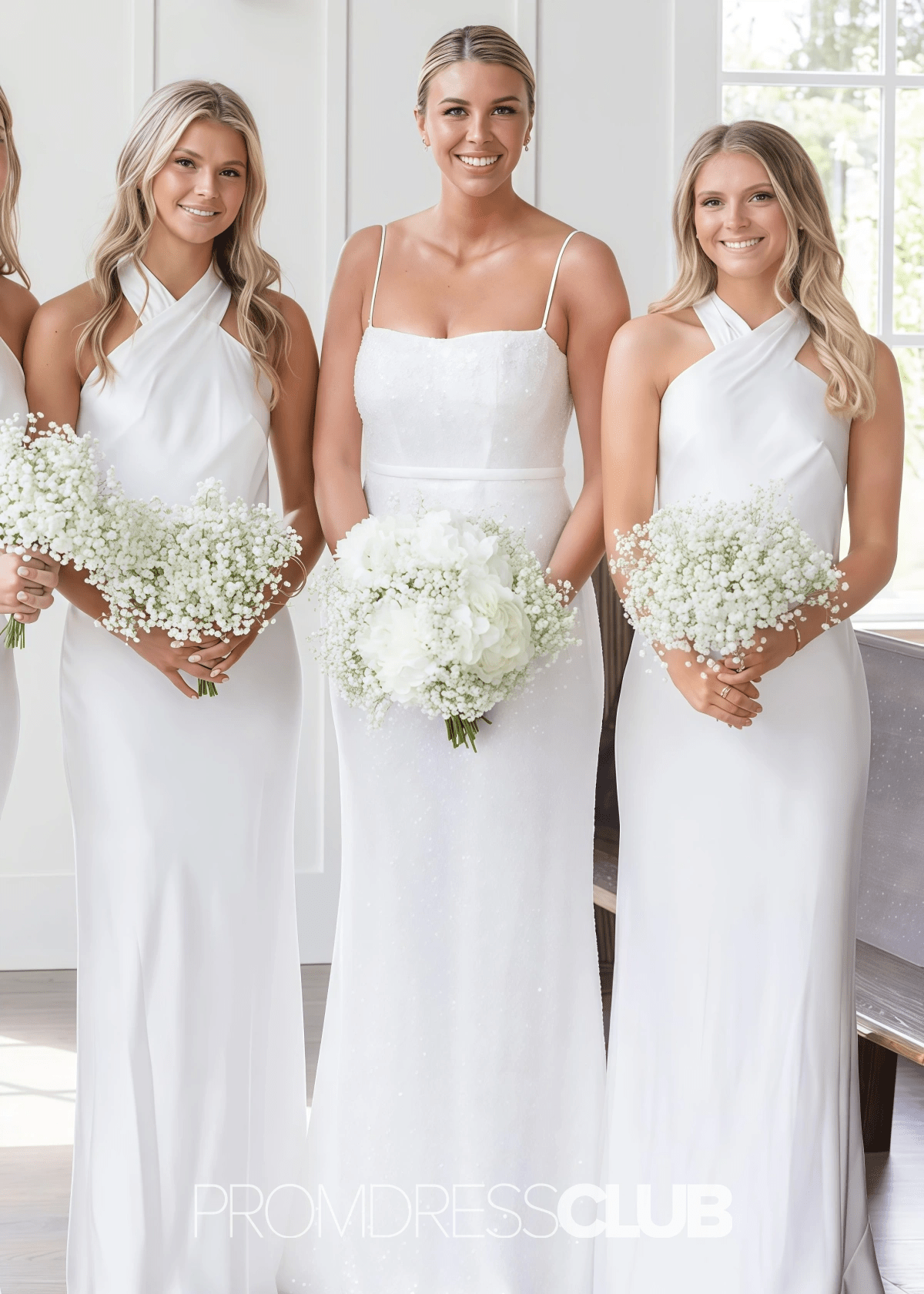 Octavia | Mermaid elegant bow Black Long Bridesmaid Dress - Price #price_variant_lowest# - White - PromDressClub