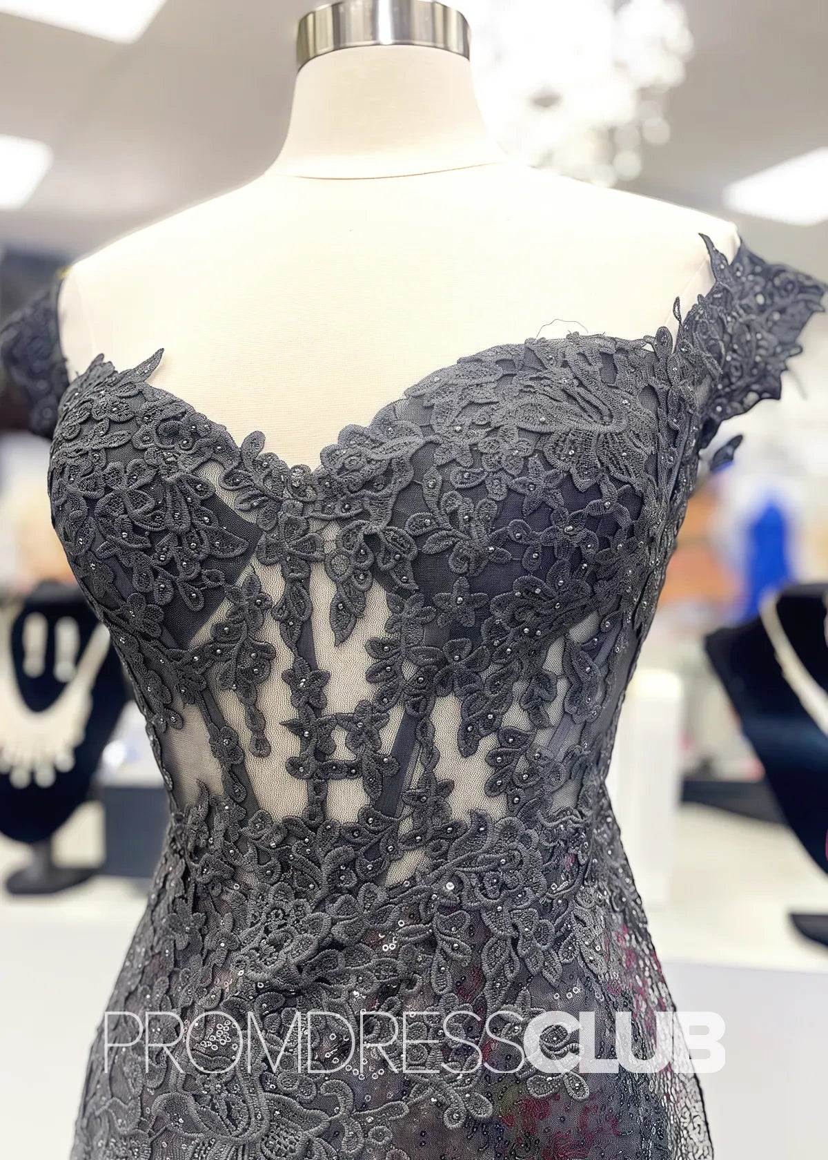 Ophelia |Black Long Prom Dresses Near Me With Mermaid Off The Shoulder Sequins - Price #price_variant_lowest# - Black - PromDressClub