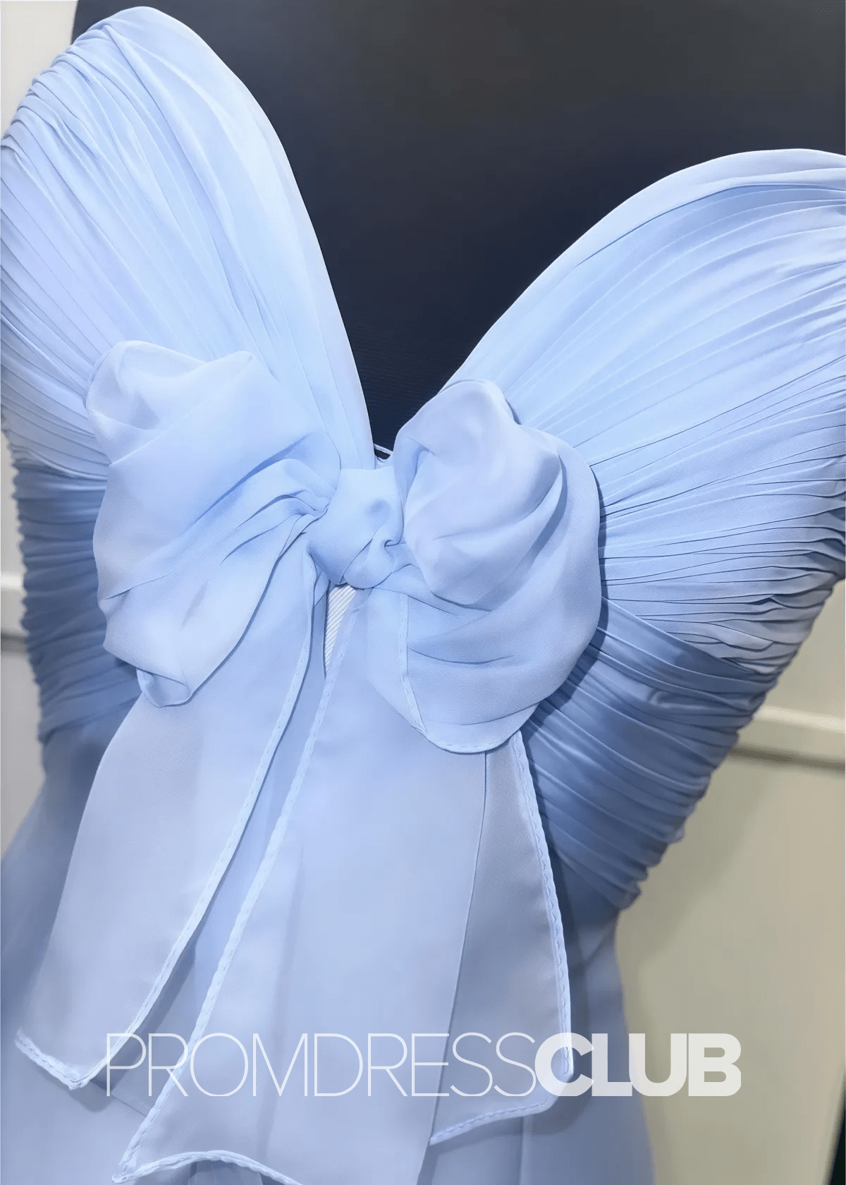 Pag |Light Blue Long Prom Dresses Near Me With Mermaid Satin Strapless Tulle Bow - Price #price_variant_lowest# - Light Blue - PromDressClub