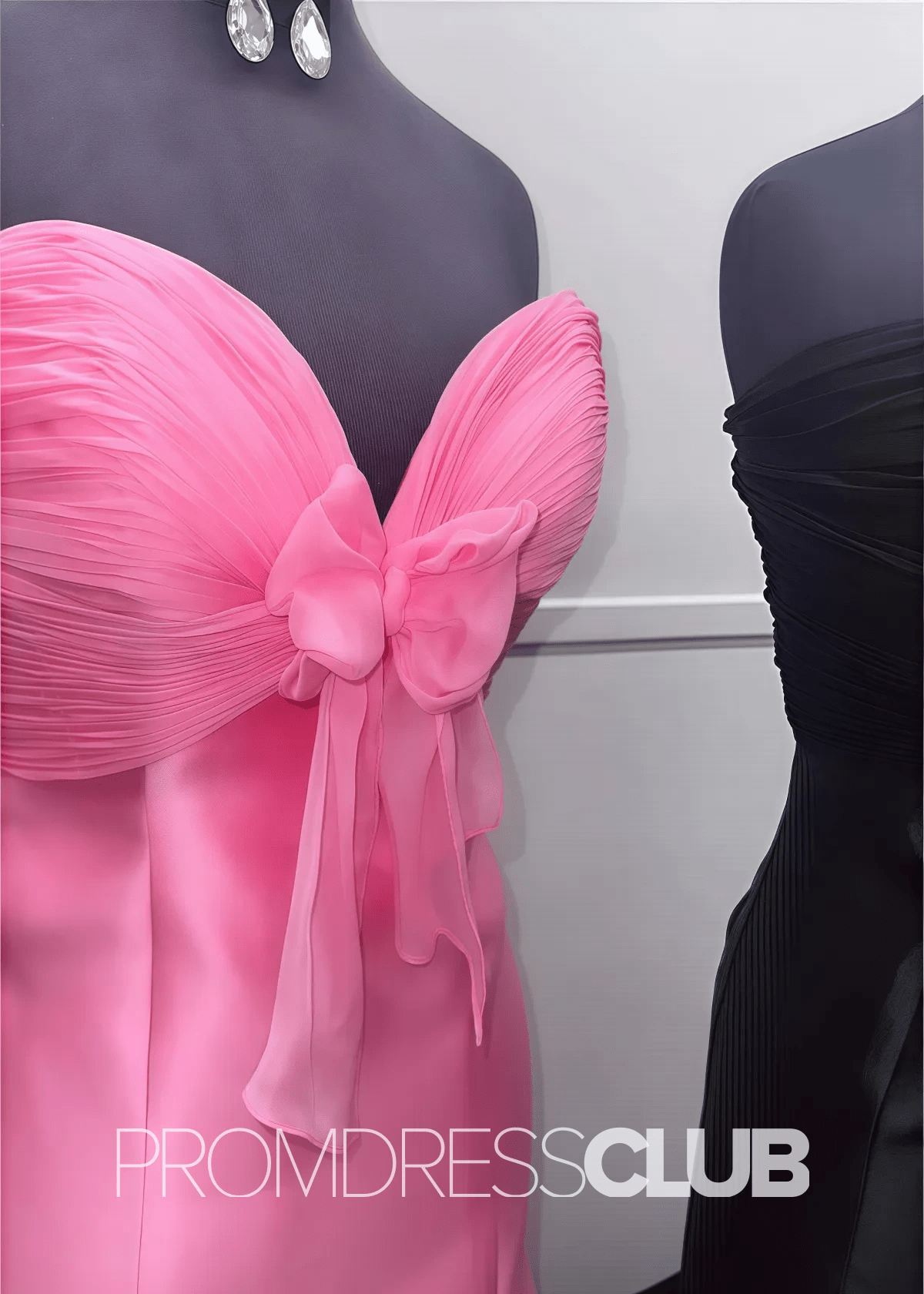 Pag |Light Blue Long Prom Dresses Near Me With Mermaid Satin Strapless Tulle Bow - Price #price_variant_lowest# - Pink - PromDressClub