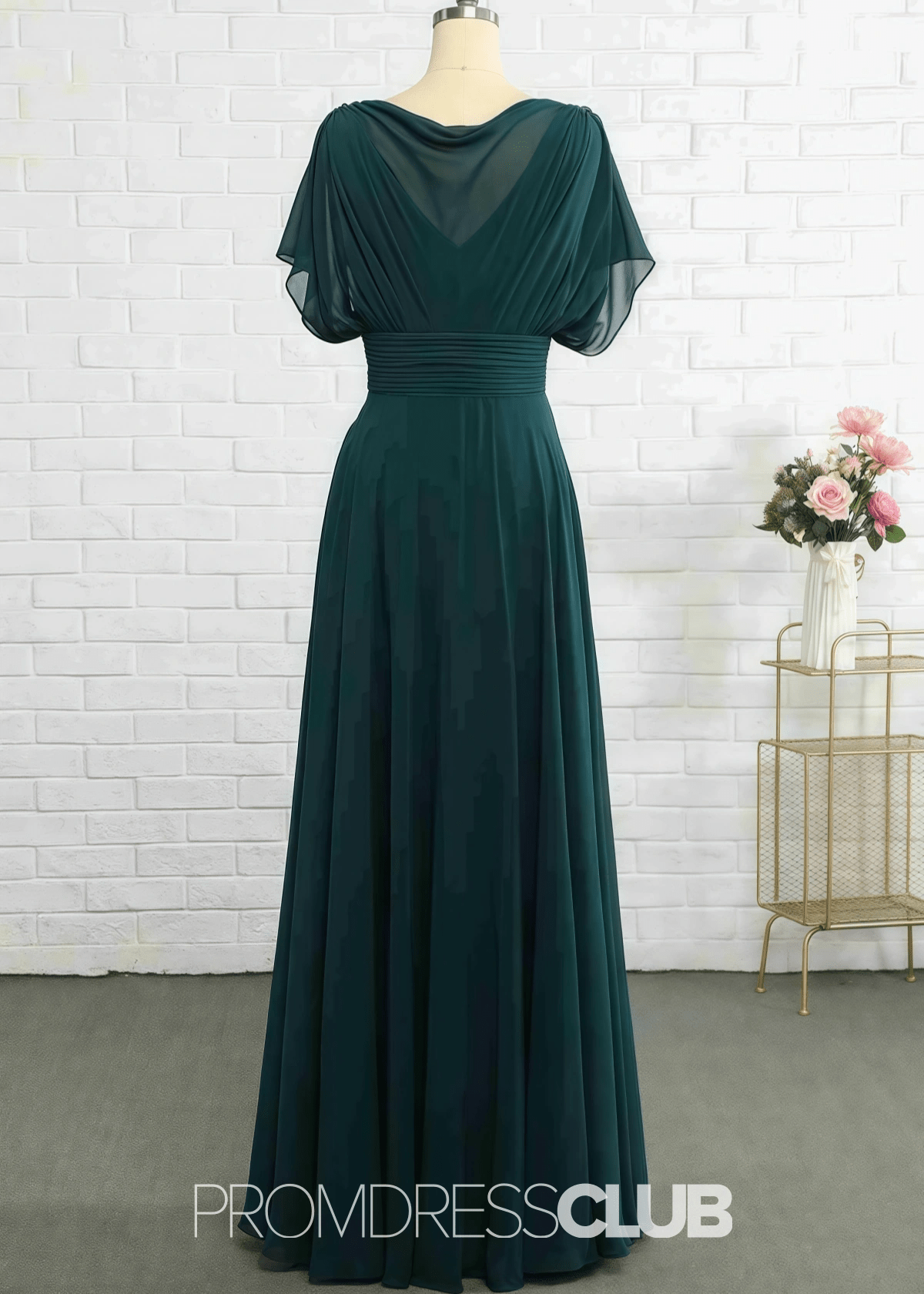 Pandora | A Line Dark Green Chiffon Long Bridesmaid Dress Near Me - Price #price_variant_lowest# - Dark Green - PromDressClub