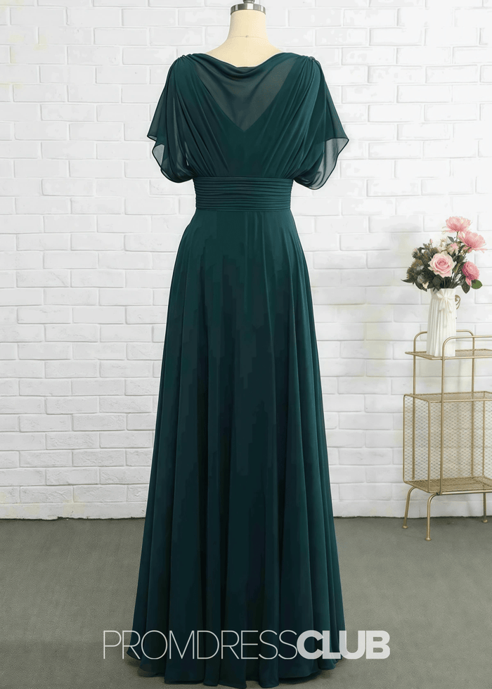 Pandora | A Line Dark Green Chiffon Long Bridesmaid Dress Near Me - Price #price_variant_lowest# - Dark Green - PromDressClub