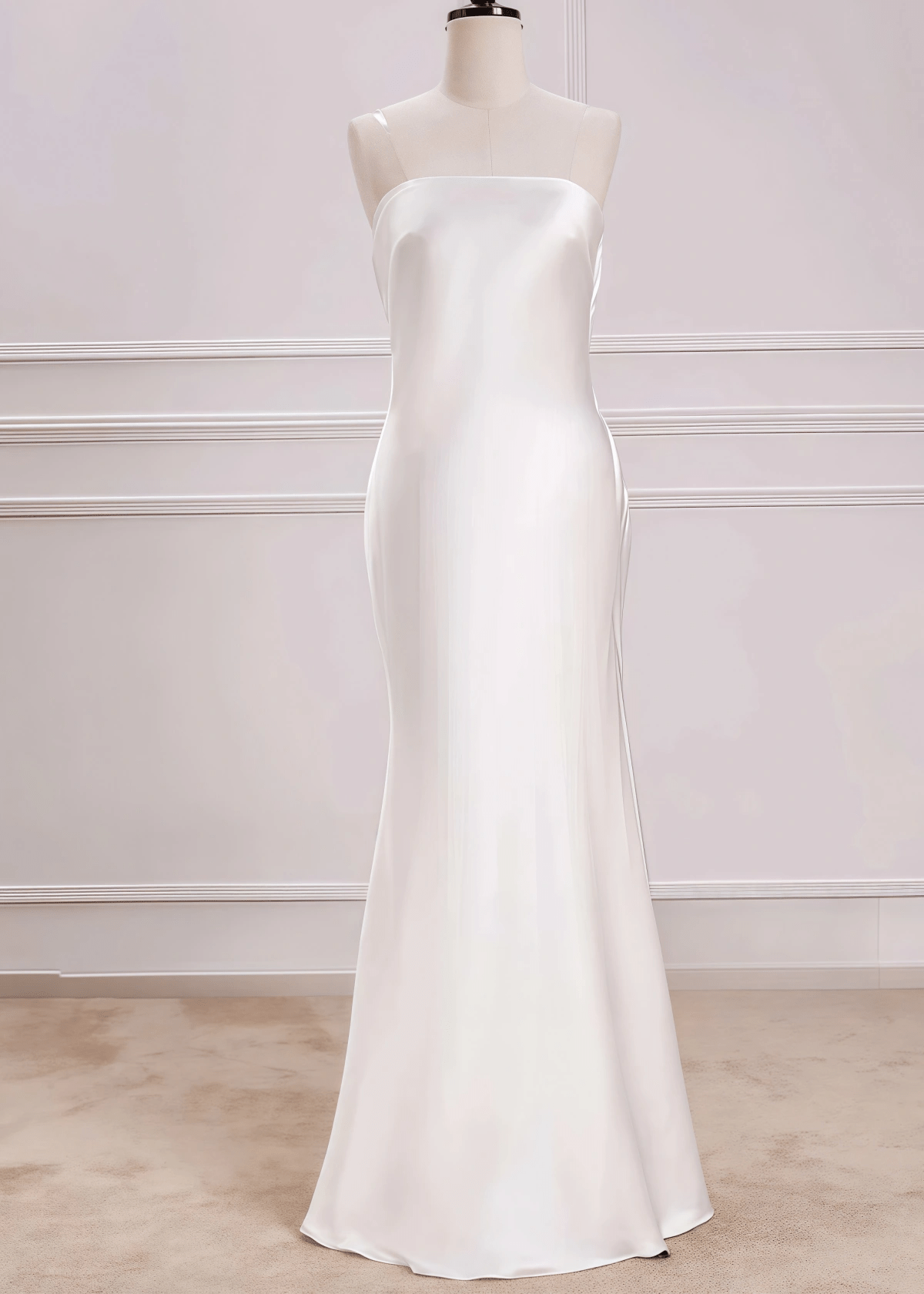 Penelope | Mermaid Strapless White Satin Long Birdesmaid Dress - Price #price_variant_lowest# - White - PromDressClub