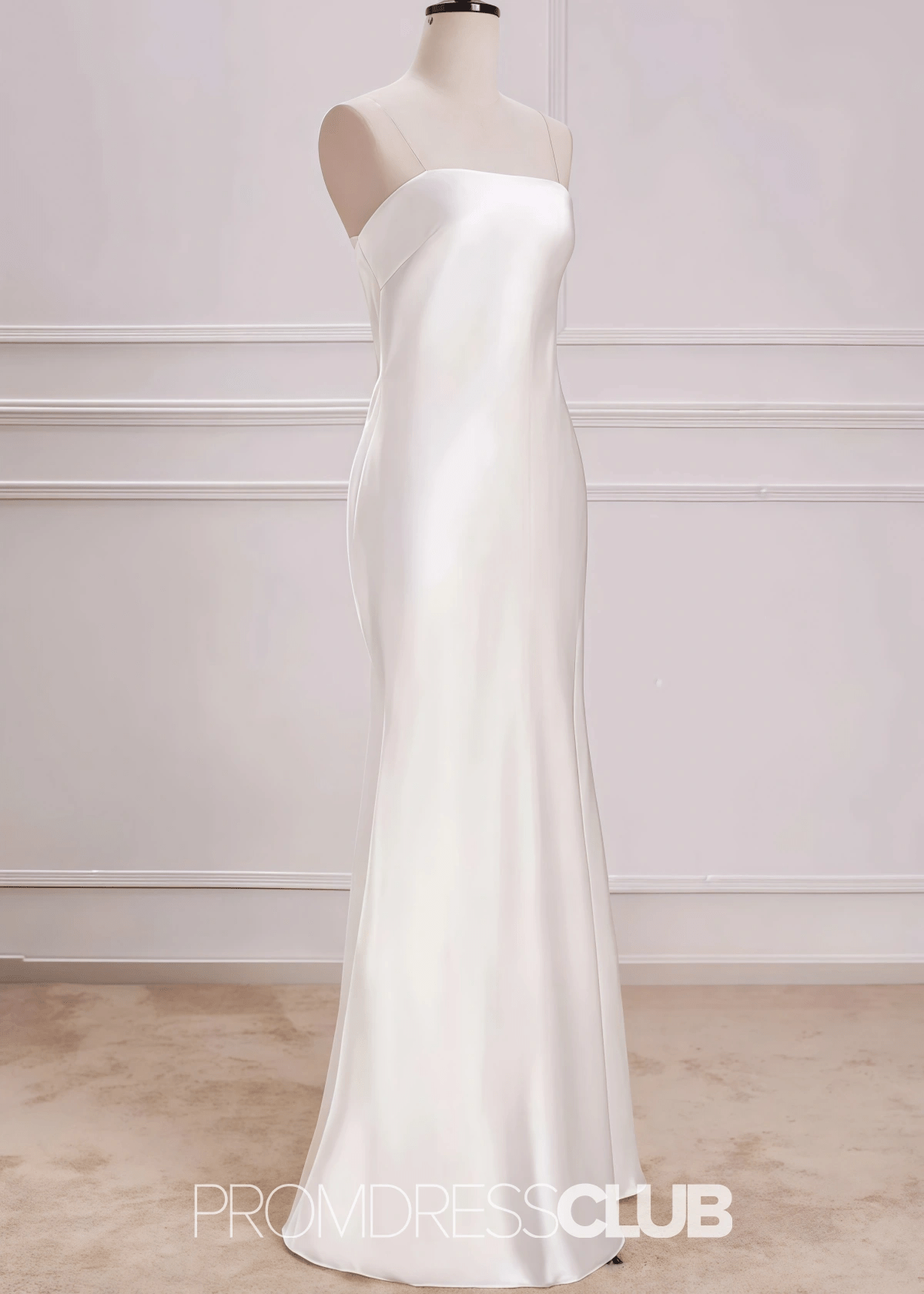 Penelope | Mermaid Strapless White Satin Long Birdesmaid Dress - Price #price_variant_lowest# - White - PromDressClub