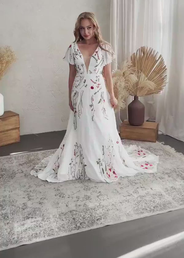 Lola | Stunning Floral Wedding Dresses with Sleeves