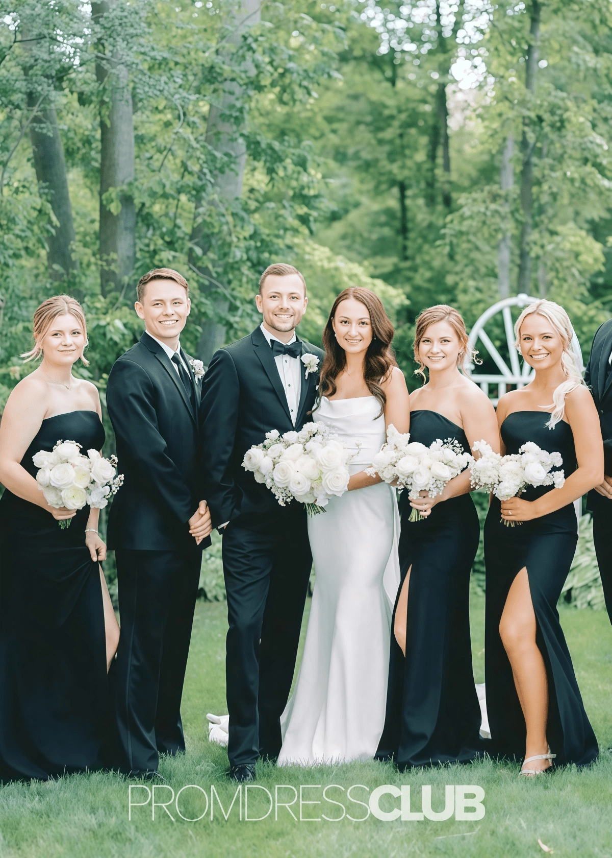 Rachel | Mermaid Strapless Black Satin Maxi Bridesmaid Dress - Price #price_variant_lowest# - Black - PromDressClub