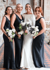 Rae | Mermaid Cowl Neck Black Satin Long Bridesmaid Dress Color Black