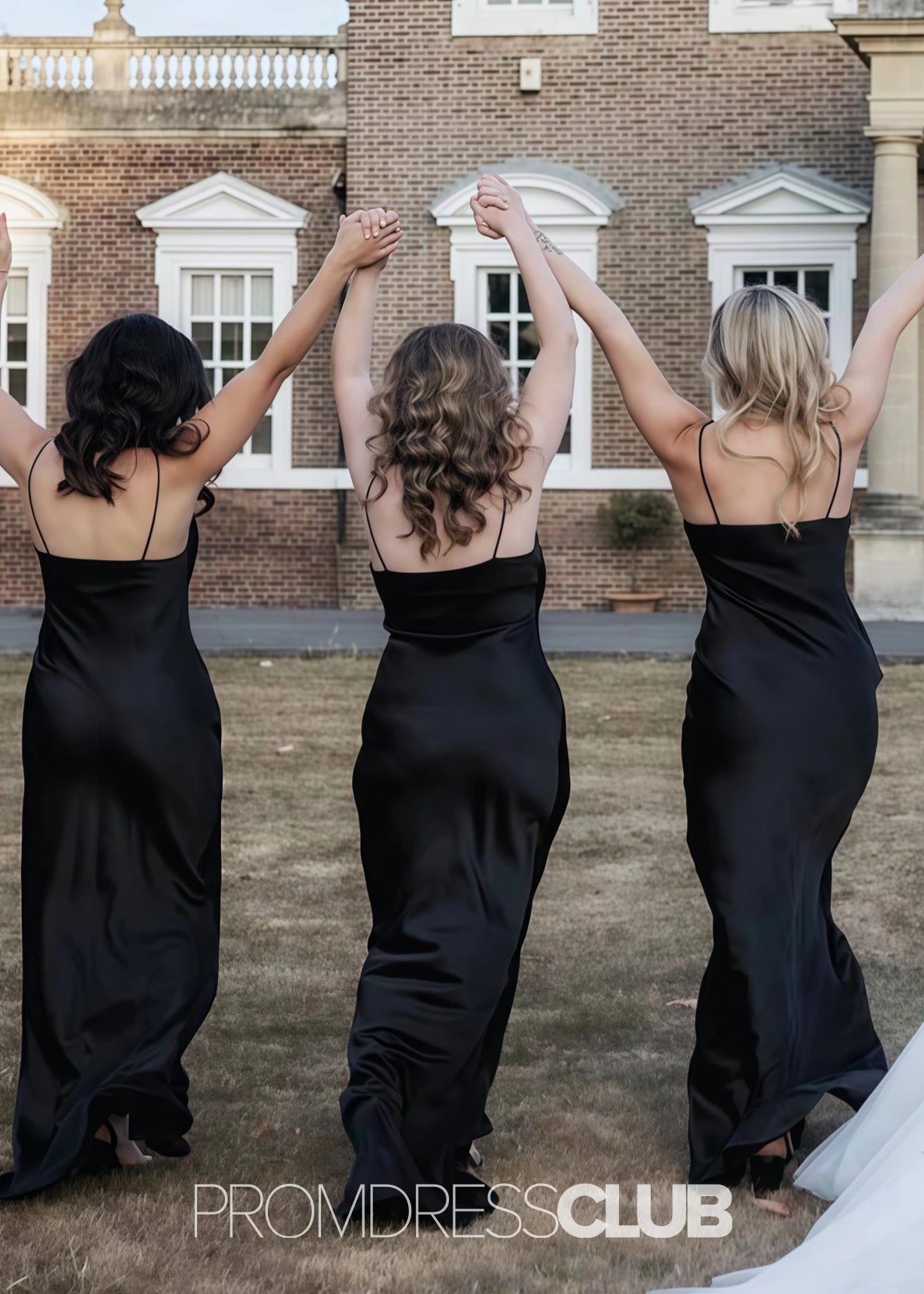 Regina | Sheath Column Black Satin Maxi Bridesmaid Dress - Price #price_variant_lowest# - Black - PromDressClub