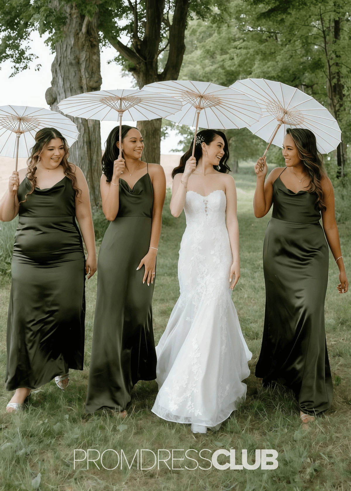 Riva | Mermaid Pleated Olive Green Satin Long Bridesmaid Dress - Price #price_variant_lowest# - Olive Green - PromDressClub