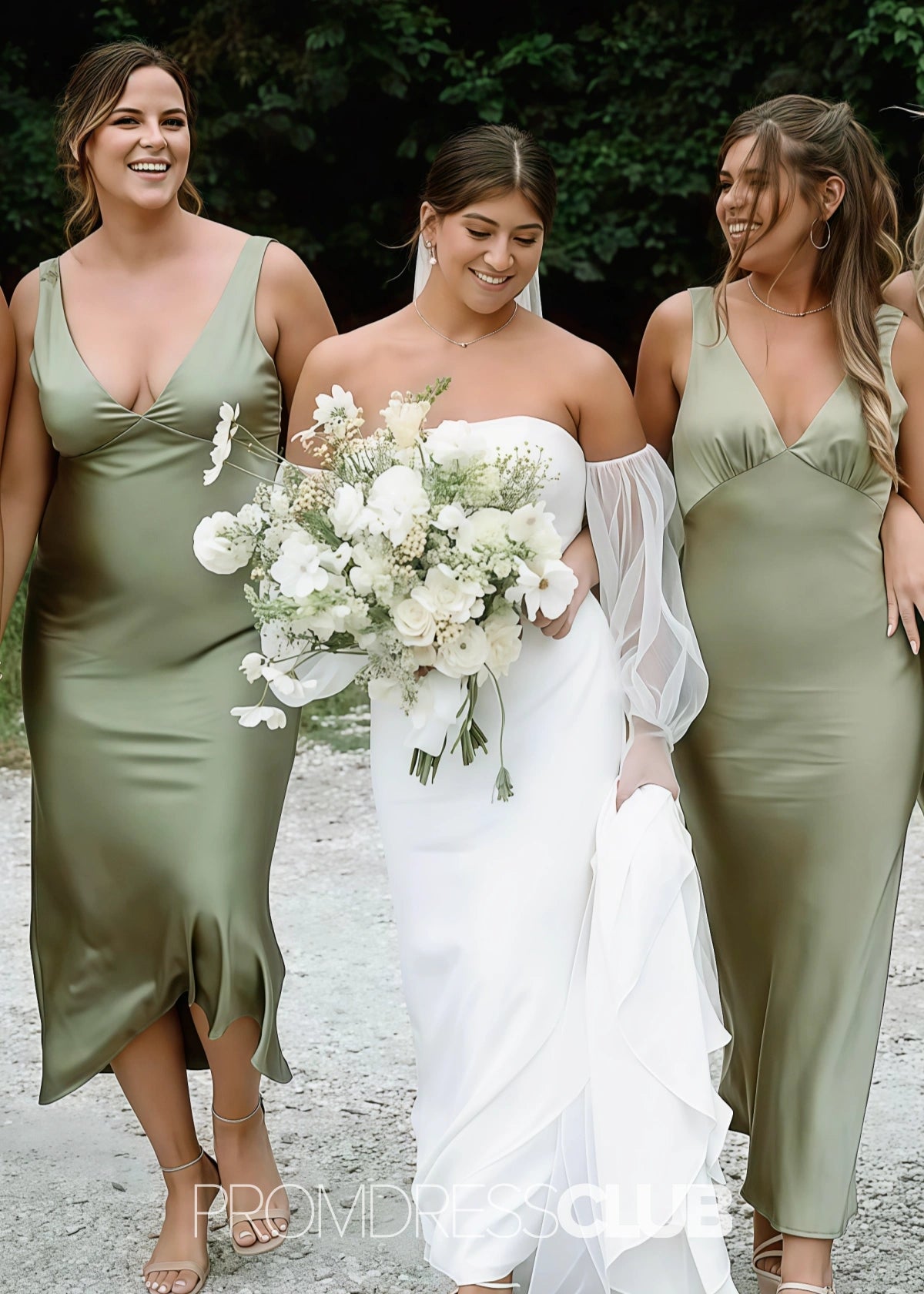 Ruth | Mermaid Straps Plus Size Sage Green Satin Long Bridesmaid Dress - Price #price_variant_lowest# - Sage - PromDressClub