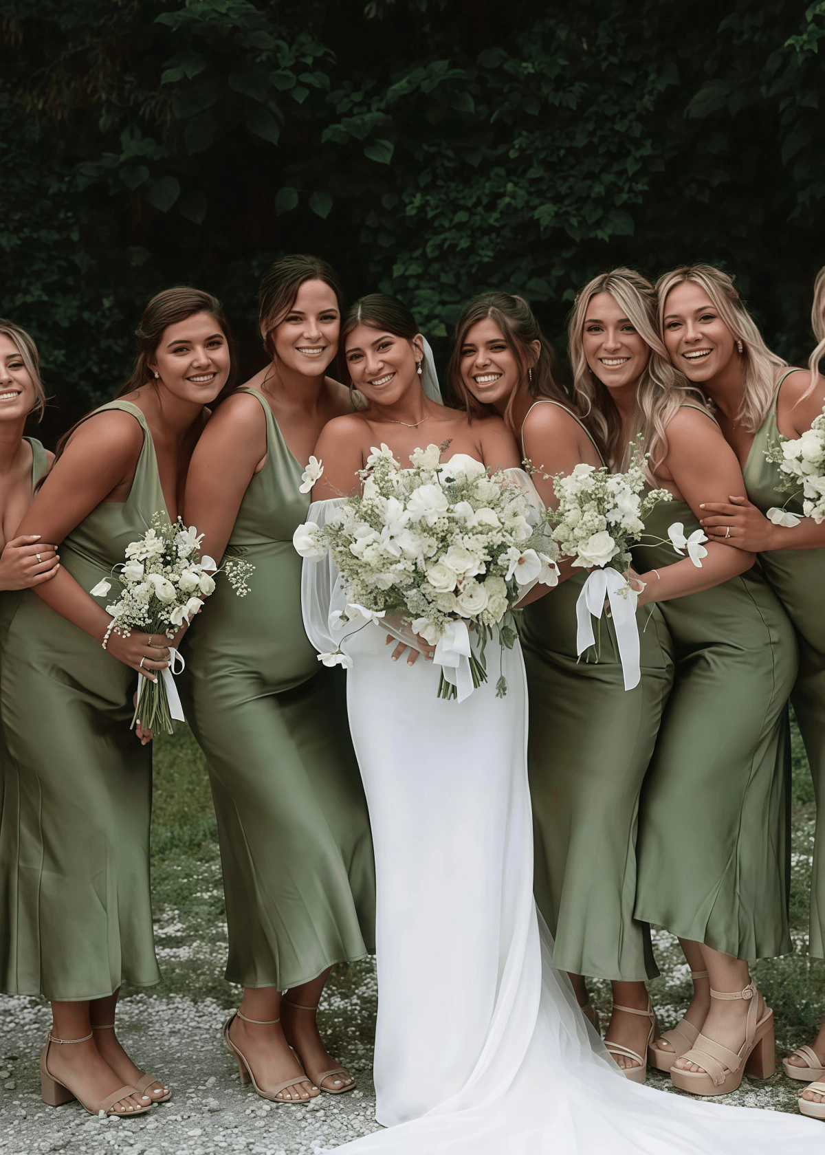 Mermaid Plus Size Sage Green Satin Long Bridesmaid Dress