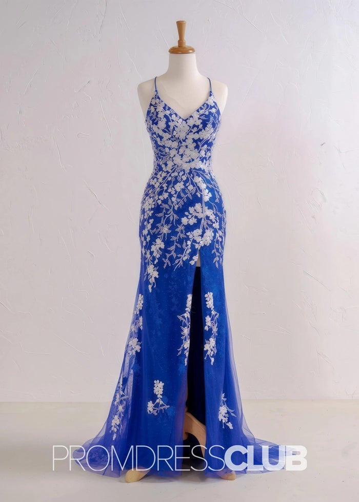 Sabrina |Red Long Prom Dresses Stores Near Me With Mermaid V Neck Appliques Beading - Price #price_variant_lowest# - Blue - PromDressClub