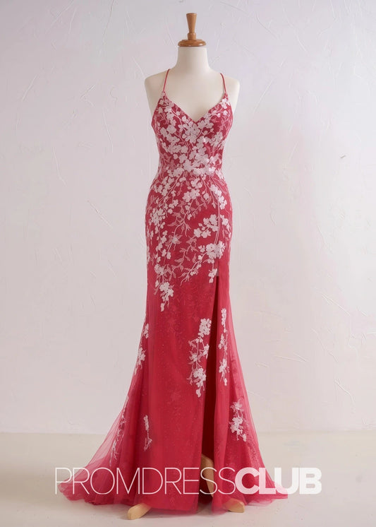 Sabrina |Red Long Prom Dresses Stores Near Me With Mermaid V Neck Appliques Beading - Price #price_variant_lowest# - Red - PromDressClub 1200