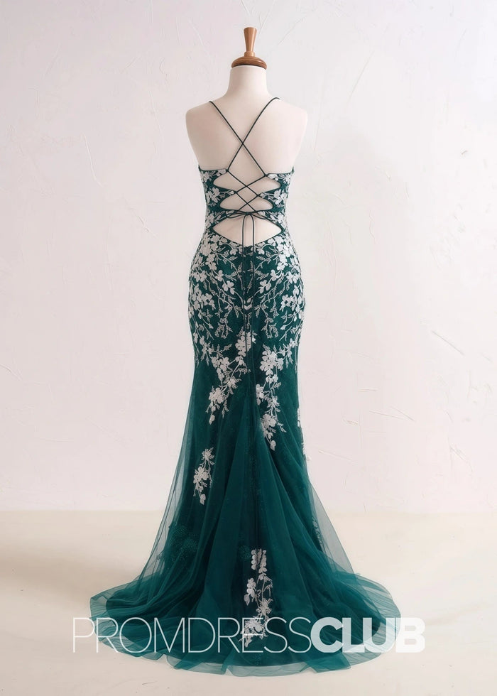 Sabrina |Red Long Prom Dresses Stores Near Me With Mermaid V Neck Appliques Beading - Price #price_variant_lowest# - Dark Green - PromDressClub