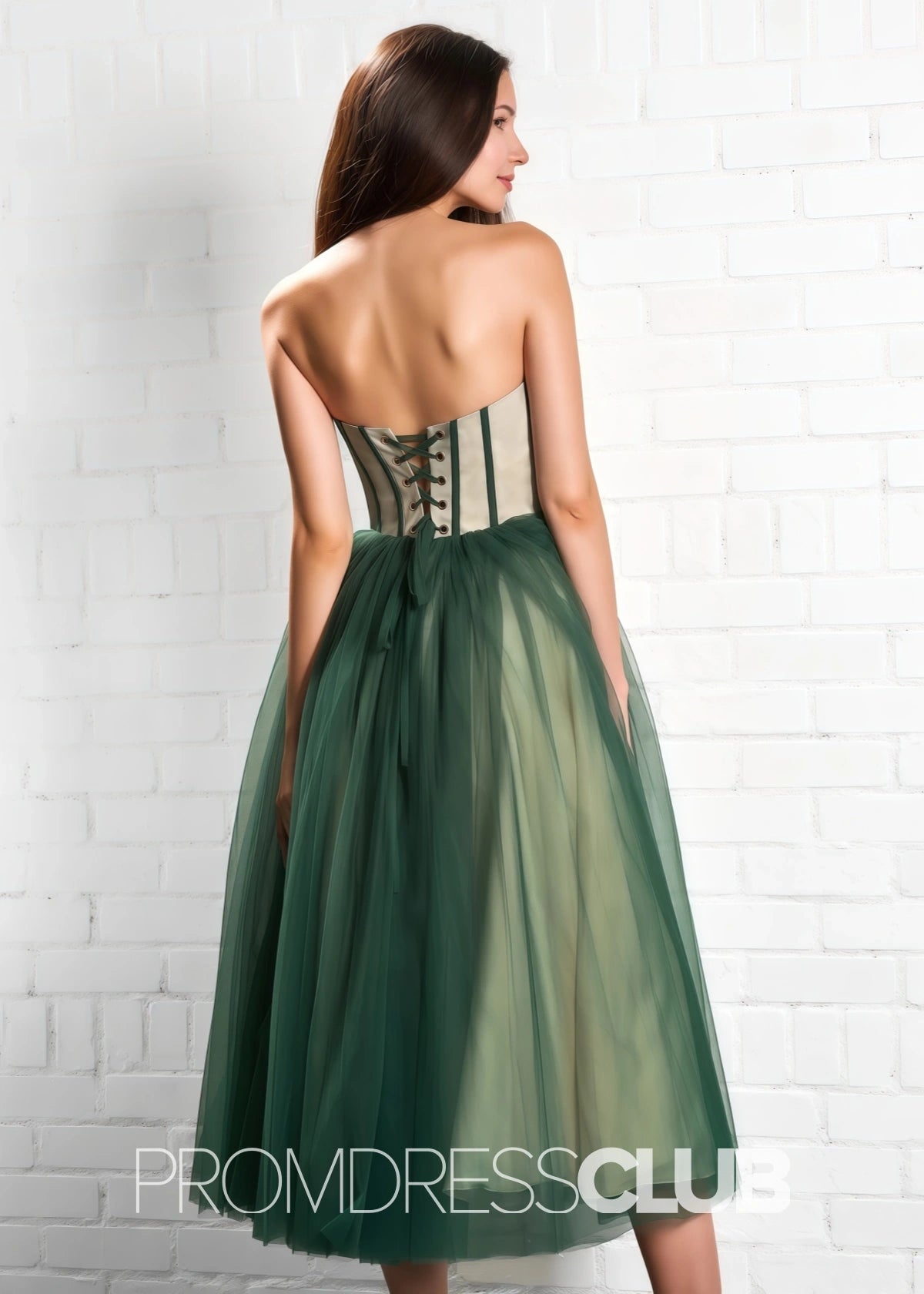 Salome |Green Long Prom Dresses Stores Near Me With A Line Strapless Puffy Tulle - Price #price_variant_lowest# - Green - PromDressClub