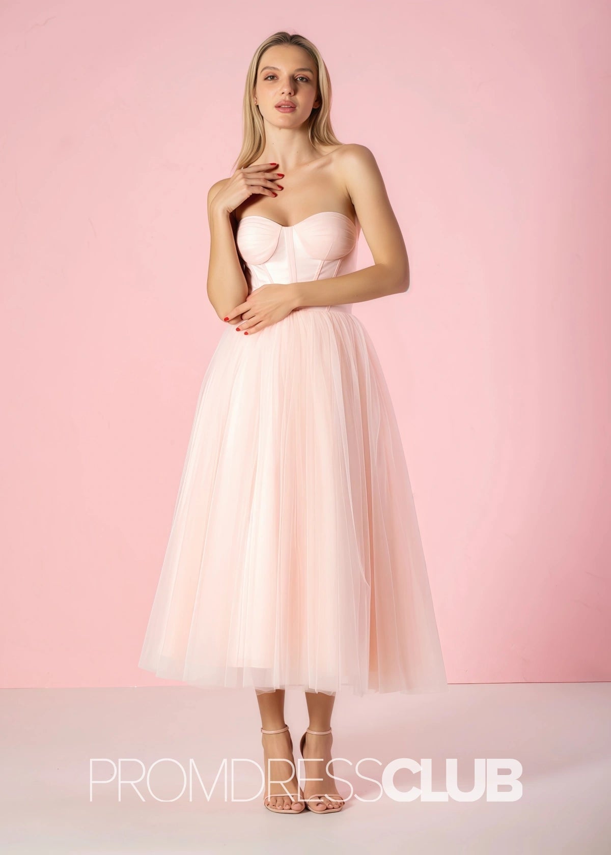 Salome |Green Long Prom Dresses Stores Near Me With A Line Strapless Puffy Tulle - Price #price_variant_lowest# - Pink - PromDressClub