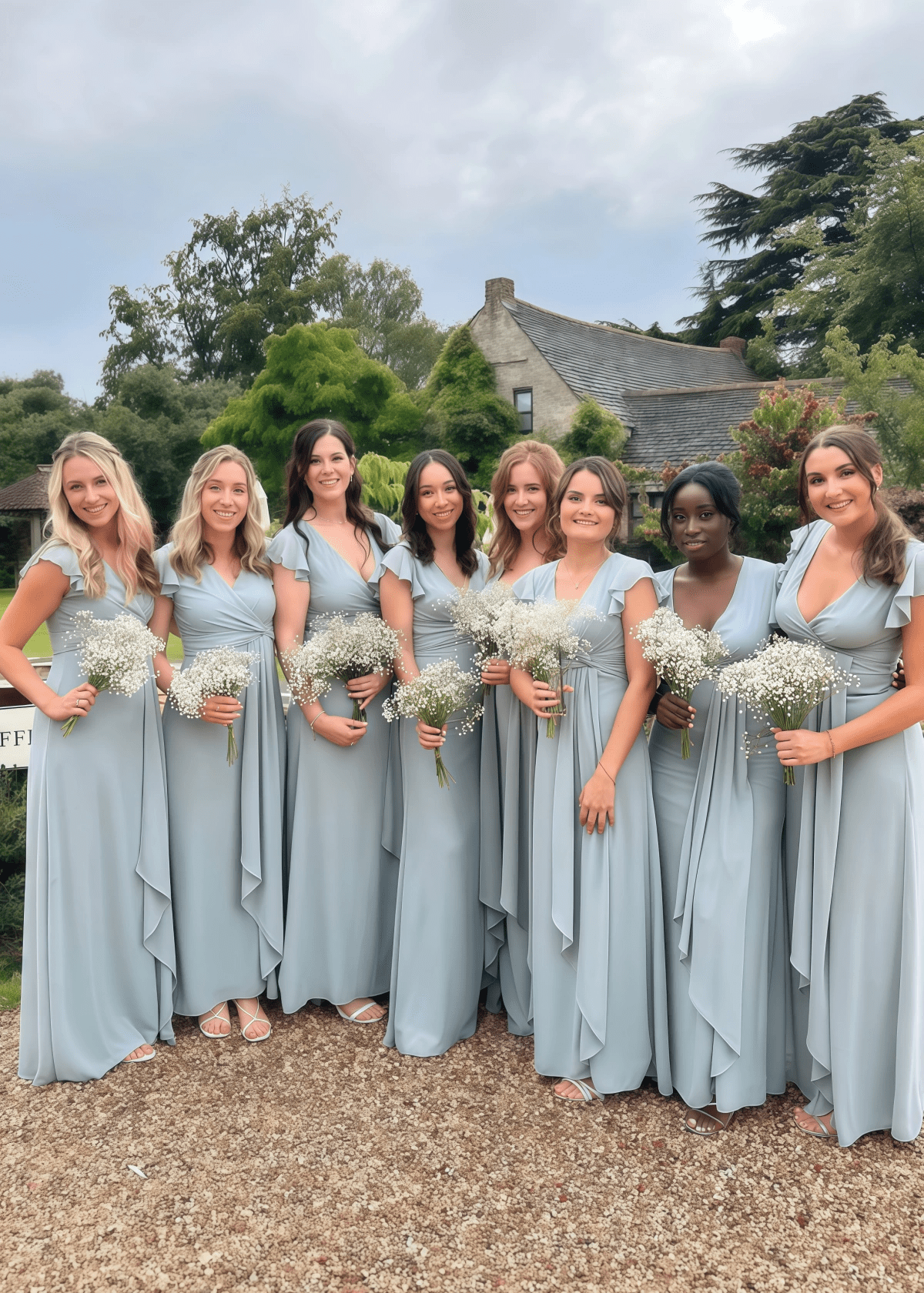Selena | Sheath Column Surplice Slit Dusty Blue Chiffon Maxi Bridesmaid Dress - Price #price_variant_lowest# - Dusty Blue - PromDressClub