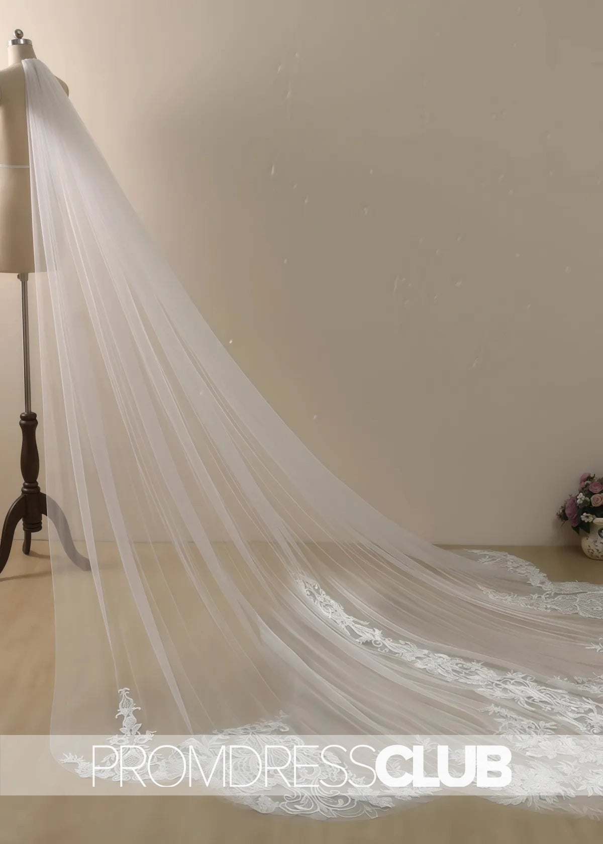 Shaped Bridal Veil With Vintage Lace Cathedral Wedding Veil - Price #price_variant_lowest# - Black - PromDressClub