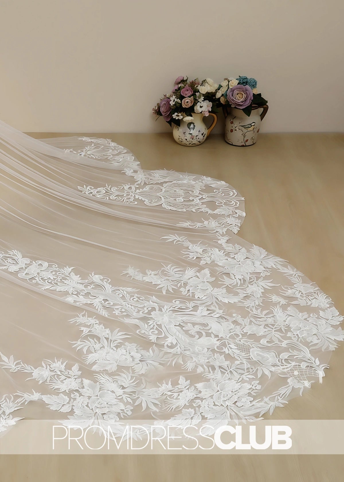 Shaped Bridal Veil With Vintage Lace Cathedral Wedding Veil - Price #price_variant_lowest# - Black - PromDressClub