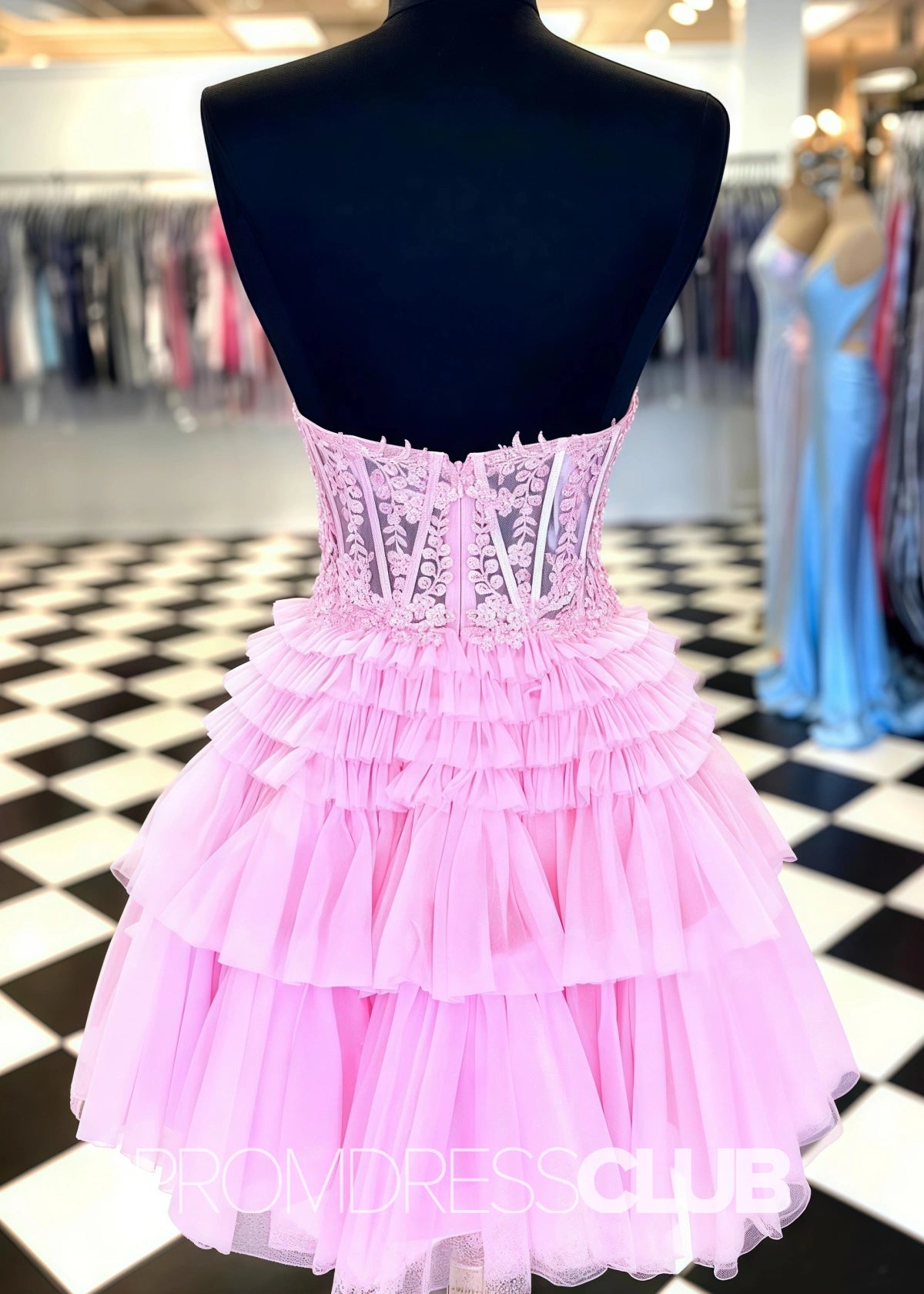 Shirley |Black Short Homecoming Dresses With A Line Sweetheart Tulle Ruffles - Price #price_variant_lowest# - Light Pink - PromDressClub