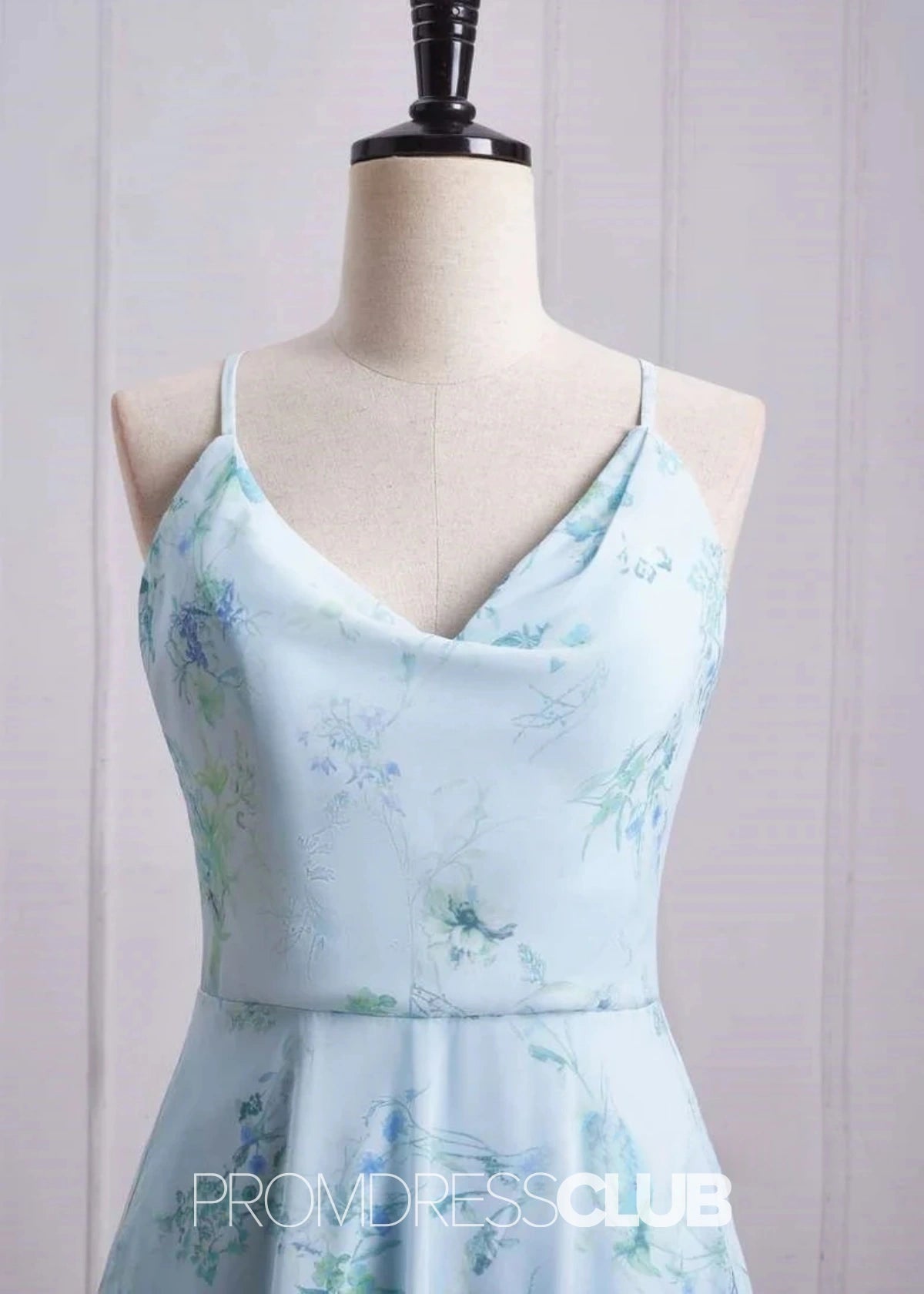 Sibyl | A Line Light Green Floral Print Chiffon Long Bridesmaid Dress - Price #price_variant_lowest# - Light Green Floral - PromDressClub