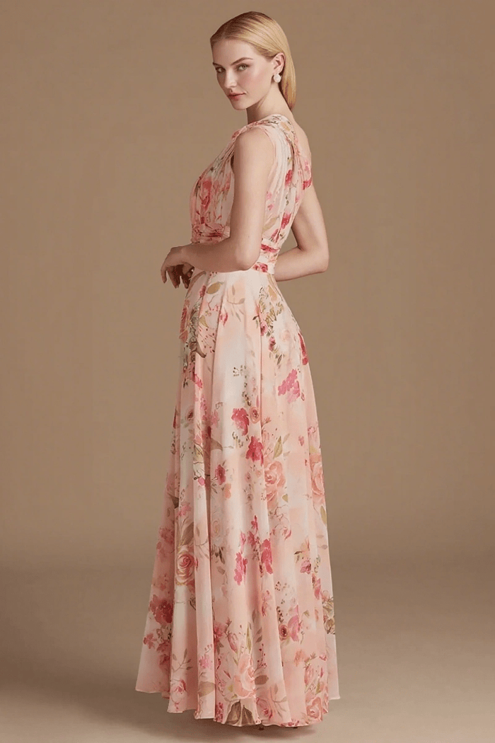 Simply Brilliant Floral Pink Bridesmaid Dresses Ideal for Memorable Wedding Moments - Pink Floral - PromDressClub