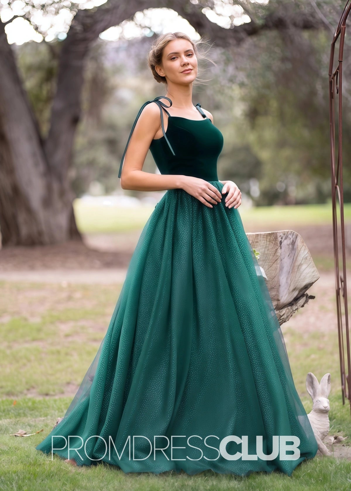 Sophia |Navy Blue Long Prom Dresses With A Line Spagatti Straps Velvet Tulle Floor Length - Price #price_variant_lowest# - Green - PromDressClub