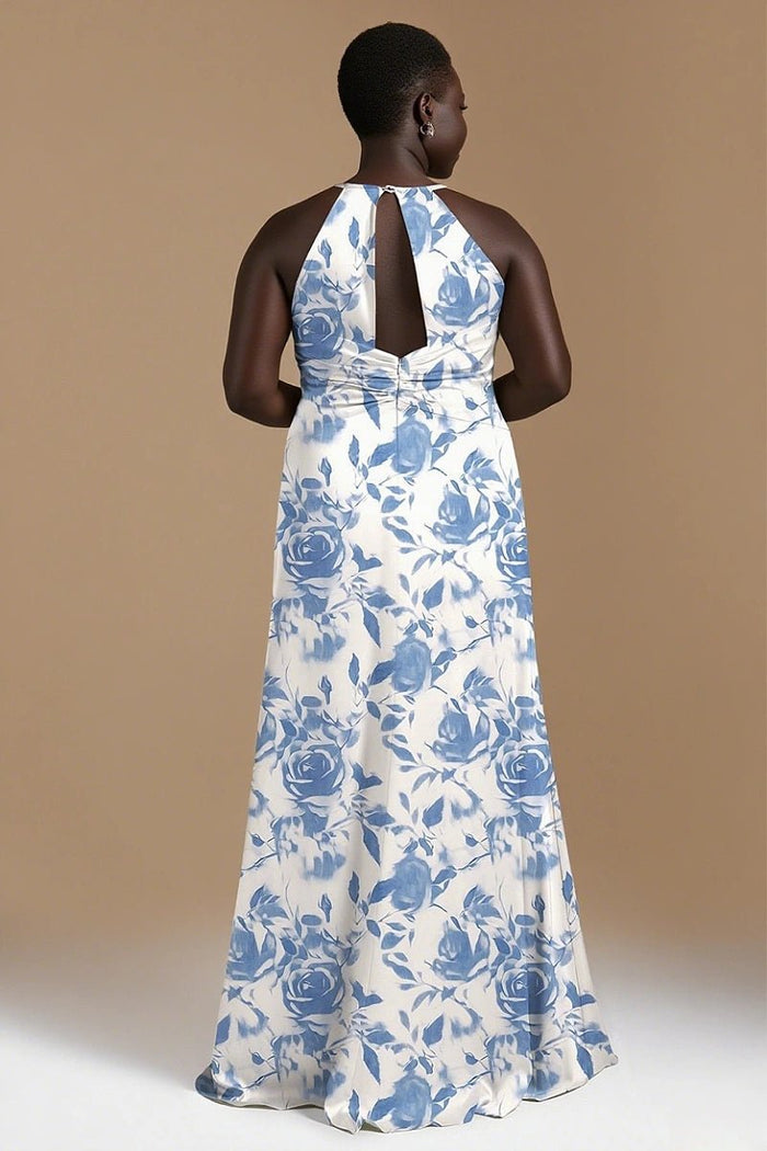 Special Moment Floral Pink Bridesmaid Dresses for Unforgettable Weddings - Blue Floral - PromDressClub